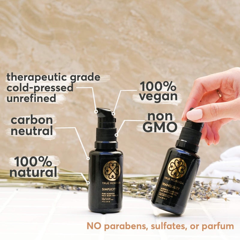 True Moringa Oil for Face, Body & Hair - 100% Pure Cold-Pressed Oil - Unrefined, Anti-aging, Reduce Wrinkles, Brightening Skin Tone, Minimize Age Spots - Vegan & Non-GMO (Lavender, 30 ml) - Image 2